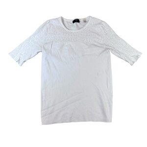 Woman’s Tahari White Short Sleeve Sweater Shirt Size Medium